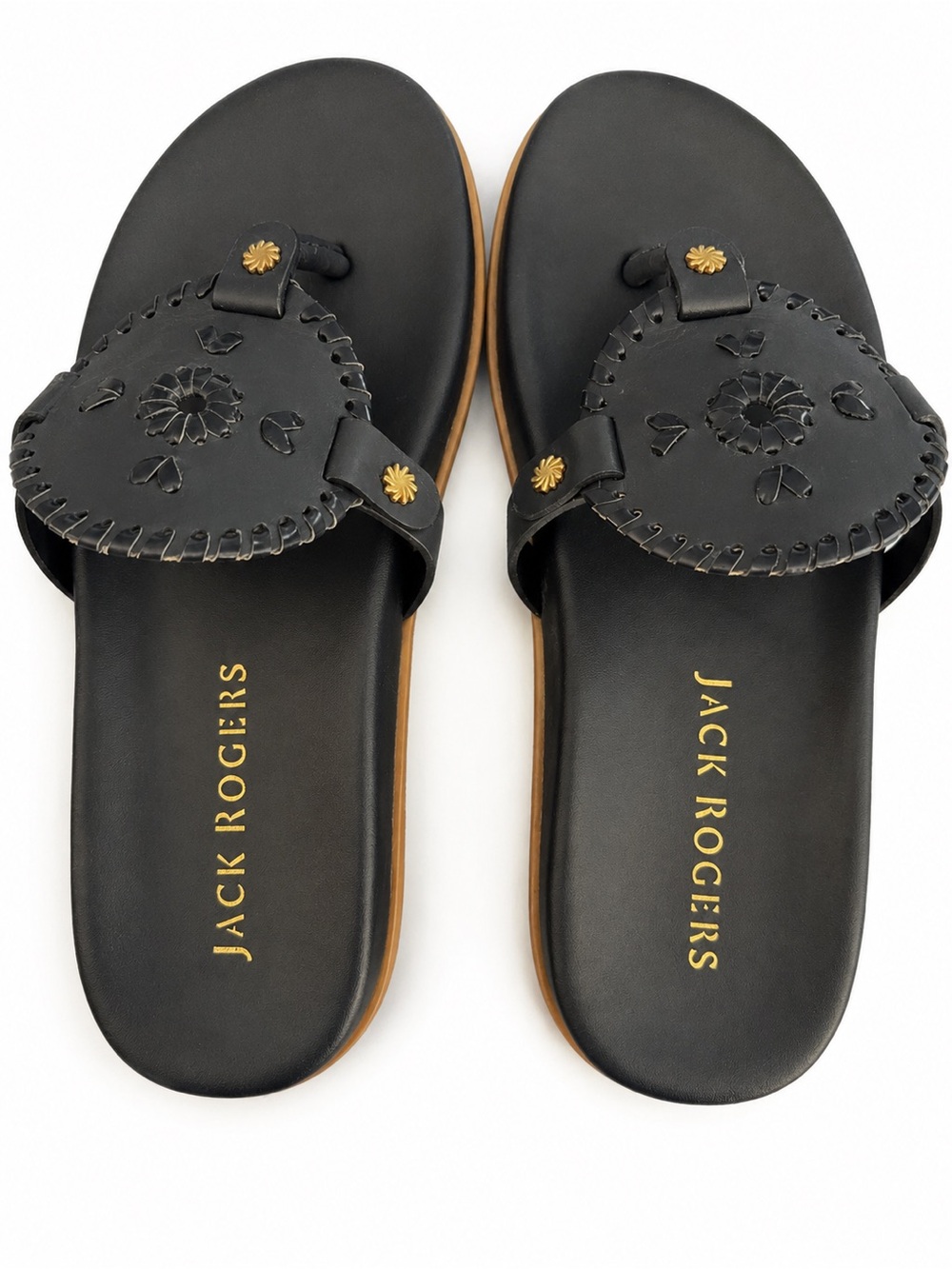 Jack Rogers Navy Leather Thong Sandals Size 8.5 Worn Twice - Picture 2 of 4